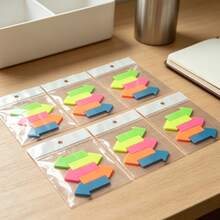 6pcs Large Arrow Index Stickers, KT Marking Stickers, Adhesive Colorful Transparent Arrow Stickers, Office Daily Supplies, Learning Supplies, Large Fluorescent Book Stickers - one-size - View 6
