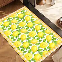 1pc, Home Decor, Lemon Pattern Printed Floor Mat, Diatomaceous Earth Kitchen Rug, Kitchen Mat, Floor Mat, Easy To Clean, Printed Rectangular, Suitable For Living Room, Bedroom, Hallway, Bathroom, Laundry Room - Polyester Carpet, Suitable For Indoor And Outdoor Home Decor - Multicolor - View 6
