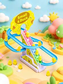 1pc Electric Climbing Duck Sliding Toy, Interactive Obstacle Course Game, Educational Toy Gift - Yellow - View 2