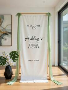 Customized Wedding Welcome Sign, Personalized Fabric Welcome Banner For Modern Bridal Shower, Boho Wedding Decor, Minimalist Fabric Sign, Hanging Wedding Signage - Multicolor - View 9