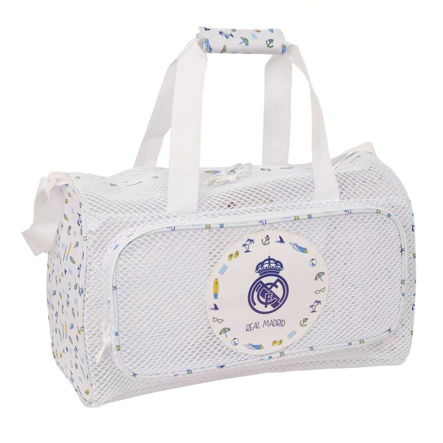 Real Madrid 皇家馬德里男女通用防沙沙灘包,可調節肩帶,帶前置拉鍊口袋、襯裡提手和雙拉袢,均碼,是海灘和泳池的理想之選 - 免費送貨 ✅ 西班牙大陸地區 24/48 小時送達 - 選項 2 - 查看 1