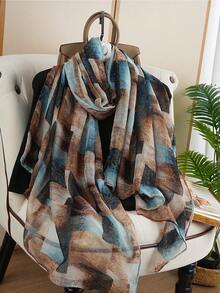 1pc Fashion Printed Scarf/Shawl, Luxury 80*180CM Neck Wrap, Versatile Accessory For Women, Suitable For All Seasons - Multicolor - View 12