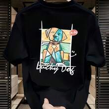 Printed T-Shirt For Men And Women - 黑色 - 查看 1