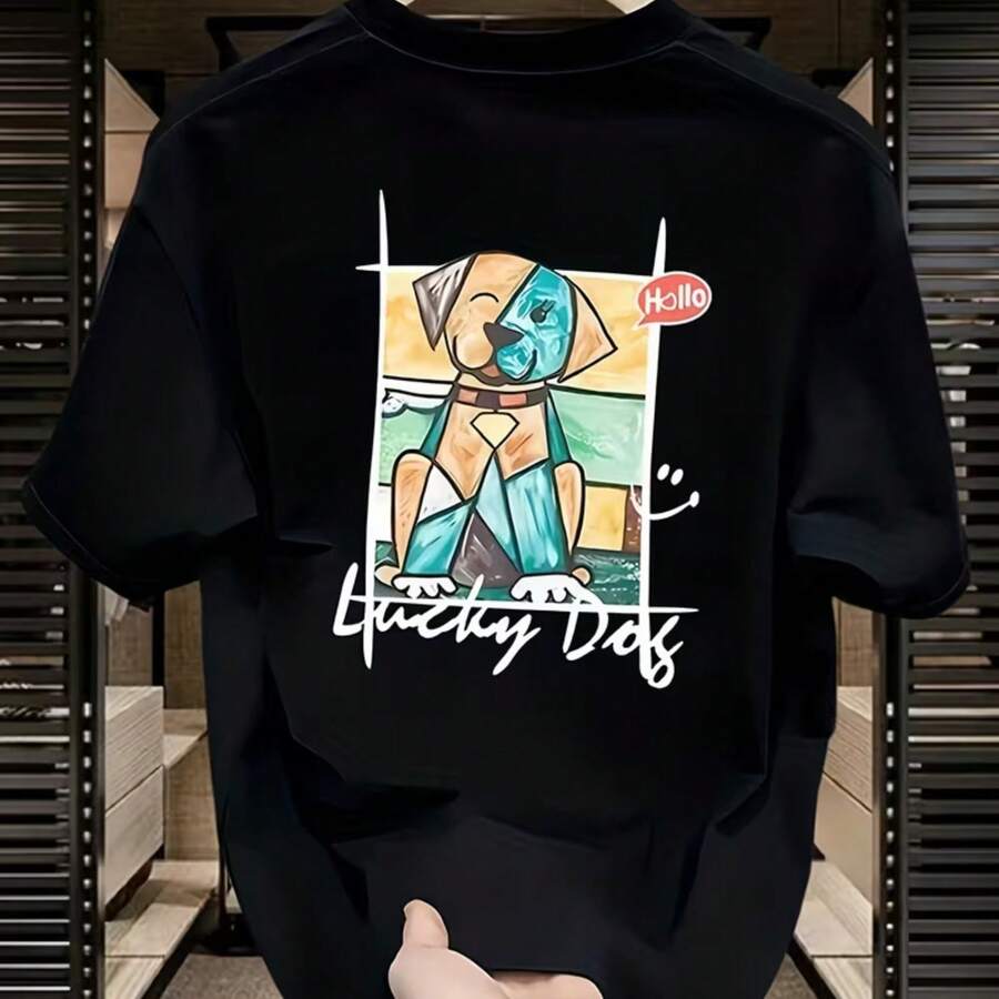 Printed T-Shirt For Men And Women - 黑色 - 查看 1