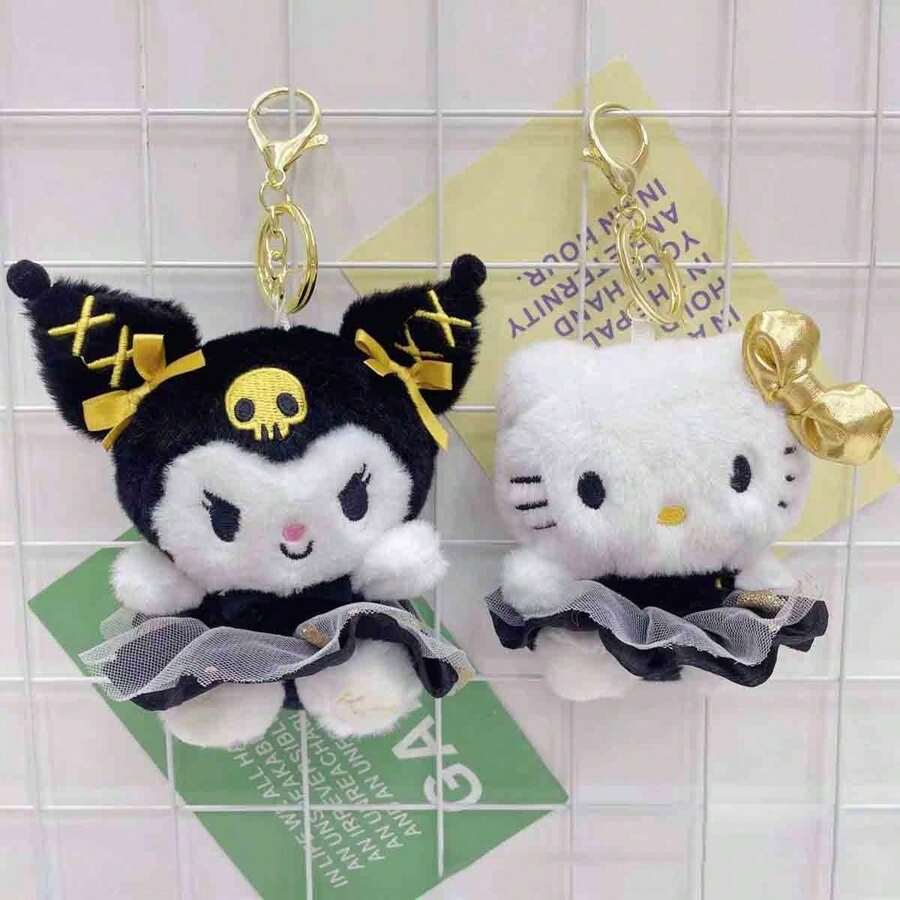 SANRIO 1件裝 毛絨娃娃 可愛黑金系列 包包掛飾配件 節日禮物 - 彩色 - 查看 1