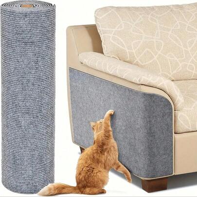 1pc Self-Adhesive Cat Scratch Pad, Furniture Sofa Carpet Corner Protector, Suitable For Indoor Use, Replaceable Cat Climbing Frame Scratching Post Carpet, Cuttable Cat Scratch Pad Sofa Pad Cat Supplies