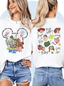 Toy Story "Crew Castle & Character Headshots" Double-Sided T-ShirtPerfect For Taking Photos At Disneyland, As A Souvenir, Casual Everyday Wear, Or Matching Family Outfits. It's Also An Ideal Valentine's Day Gift For Friends And Family. Unisex, A New Spring Style, Comfortable And Skin-Friendly, Suitable For Outdoor Wear. - White - View 1