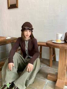 Women Tops - Coffee Brown - View 4