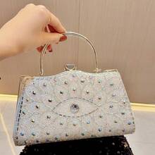 BV Bottega Bang Bang Bolso de mano para mujer de cuero genuino tejido a mano de Andiamo Clutch Campana. Nuevo bolso vintage europeo y americano con pedrería, bolso de mano, bolso de fiesta de moda, bolso de noche, bolso de hombro, bolso cruzado. - Negro - Ver 9