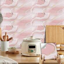 10Pcs Self-Adhesive Tile Stickers, Pink Marble Pattern Peel And Stick Wall Stickers, Wallpapers, Suitable For Kitchen, Living Room, Bathroom, Bedroom, Home Decor, Wall Decor, Floor Decor - Multicolor - View 6