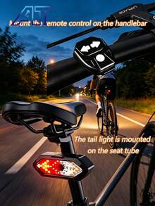Bicycle Light With Remote Control, Turning Tail Light, Bright LED, Horn With Alert Sound, Turning Signal, USB Rechargeable Taillight, Night Riding Warning Light, Universal Cycling Accessory - Multicolor - View 2
