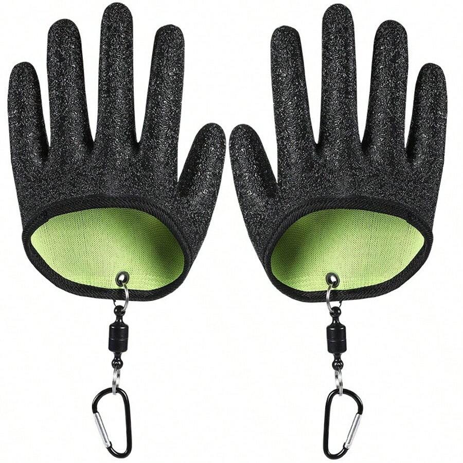 Magnetic Release Fishing Gloves, Anti-Puncture, Suitable For Catching And Cleaning Fish, Non-Slip Palm Design, For Men - Multicolor - View 1