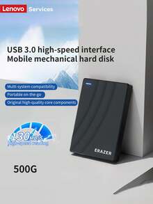 Lenovo Yineng G600 External Hard Drive, 500GB USB3.0 High-Speed Mechanical Hard Disk, Portable External Storage Hard Drive, Suitable For Computers And Laptops - View 1