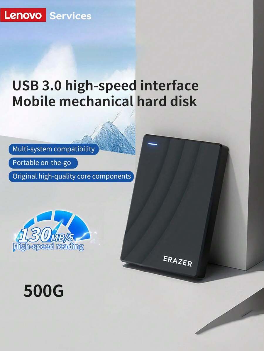 Lenovo Yineng G600 External Hard Drive, 500GB USB3.0 High-Speed Mechanical Hard Disk, Portable External Storage Hard Drive, Suitable For Computers And Laptops - View 1