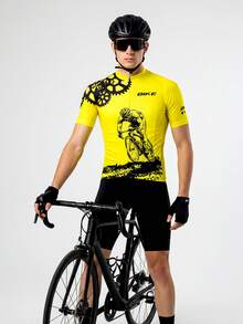 New Summer Outdoor Sports Cycling Short Sleeve Jersey For Men, Slim Fit, Quick-Dry, Breathable Road Bike Top With 3 Back Pockets - Universal Version, Suitable For Cycling, Off-Road, Motorcycle Touring, Training Wear - Yellow - View 3