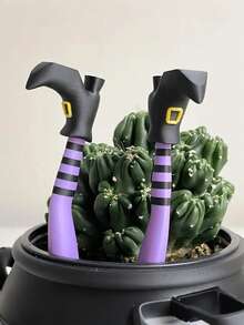 3D Printed Gothic Witch Leg Planter Decoration, Made Of Durable Plastic Material, Suitable For Plant Garden, Lawn, Halloween Atmosphere Decoration, Halloween Party Decoration, Garden Yard Lawn Decoration, Suitable For Halloween Party And Creating Halloween Atmosphere - A - View 5
