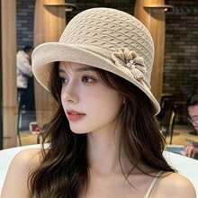 French-Style Flower Pearl-Embroidered Stylish Fisherman Hat Spring And Summer With Rolled Brim Shaping. Women's Versatile Bucket Hat And. - Be - Xem 6