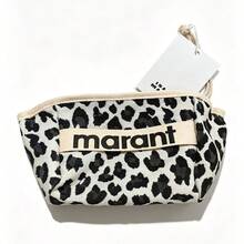 Cotton Coin Purse With Leopard Print And Clasp, Stylish And Unique Compact Card Holder, Portable Storage Bag For Coins And Keys. - 黑色豹紋 - 查看 3