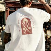 Men's T-Shirt The Sky Above Sea Below Peace Within Comfortable And Versatile Outdoor Casual Short Sleeve - White - View 3