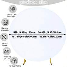 1pc White Round Arch Backdrop Cover, White Round Arch Backdrop Cover, Elastic Fabric, With Elastic Band, Diameter 200/220cm, Round Arch Cover, For Wedding, Birthday Party, Room Background Decoration, Sage Green Round Photography Backdrop, For Round Stand, Baby Shower, Family Party Photography Background Decoration Props, Christmas Party, New Year Party, Home Decoration, Room Decoration Background Decoration - White - View 3
