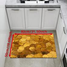 1 Stück Heimdekoration, mit Münzenmuster Muster, Silikon-Gel-Teppich, leicht zu reinigen, 3D-bedrucktes Rechteck, geeignet für Eingangsbereich, Wohnzimmer, Küche, Schlafzimmer, Flur, Badezimmer, Waschraum - Polyester-Teppich, geeignet für Innen- und Außendekoration Zuhause - Verschiedenfarbig - Übersicht 13