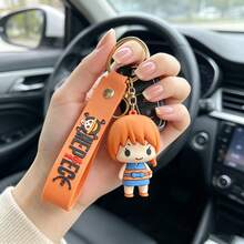 ميدالية مفاتيح MINISO One Piece شخصية نامي، تميمة حقيبة أنمي لطيفة بشكل مصغر مع حزام اسم برتقالي وحلقة بلون ذهبي، إكسسوار حقيبة ظهر وهدية - النمط 1 - مشاهدة 6