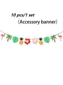3 sets - Guirlande d'anniversaire de style hawaïen, bannière Joyeux Anniversaire avec flamant rose, feuille de palmier et éléments Aloha, style de fête d'été tropicale. Convient pour la décoration d'anniversaire à thème hawaïen, la célébration d'été à la plage et la décoration suspendue de fête intérieure/extérieure - A - Voir 10
