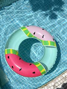 1 pieza Flotador en forma de sandía para piscina de 60-90cm, flotador inflable creativo para fiestas en la piscina y la playa, regalo perfecto para diversión y relajación en la piscina durante las vacaciones de los adultos - Verde - Ver 6