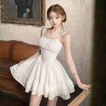 Women Short Dresses - White Short Skirt - View 2