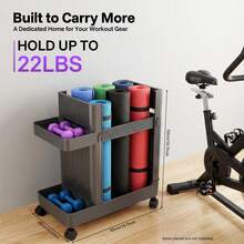 Gray Modern Fitness Equipment Storage Cart,Minimalist Floor-Standing Sports Gear Organizer Rack,Multifunctional Household Sundry Mobile Storage Trolley,For Home Gym Yoga Studio Store Yoga Mat Dumbbell Kettlebell Resistance Band Various Sports Supplies - Grey - View 4