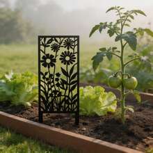 1pc [2D Flat] Decorative Garden Panel With Rustic Metal Flower, Garden Decor Ground Stake - One Size Fits All - View 3