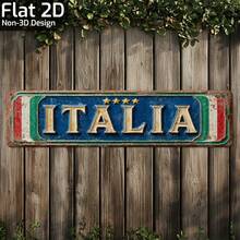 2D平面設計復古義大利金屬標誌，尺寸 15.8" X 4"，金屬材質，帶有「Italian」字樣的牆面裝飾藝術品，適合裝飾前院、車庫與門廊 - 彩色 - 查看 5
