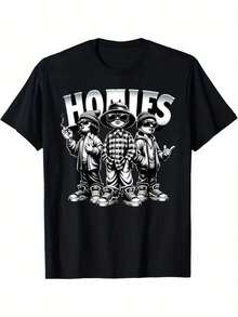 Cool Urban Cultura Chicano Latino Mexican Pride Homies T-Shirt 8IP6 - 黑色 - 查看 1