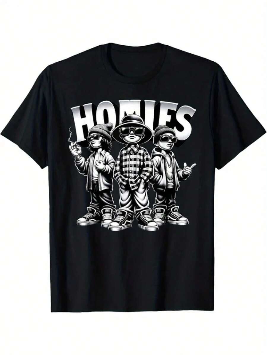Cool Urban Cultura Chicano Latino Mexican Pride Homies T-Shirt 8IP6 - 黑色 - 查看 1