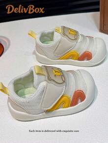 Zapatos para caminar de bebé de estilo suave y lindo, diseño de zapato versátil con malla transpirable y estampado de oso de dibujos animados - Beis - Ver 9