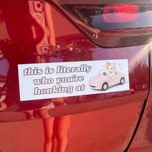 Cute Pink Bumper Sticker Or Bumper Sticker "This Is Who You're Honking At", Funny Girl Style Cat Car Sticker, Cute Style Car Sticker - Decorative Stickers - View 4