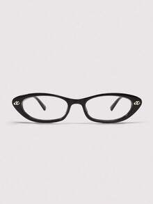 Visivana 1 Pair Oval Cat Eye Fashion Eyeglasses Frame, Transparent Frame, Metal Accessories, Retro Personalized Versatile Unisex Eyeglasses Frame, Suitable For Daily Wear, Street Photography, Reading, Writing, Commuting, Vacation, Beach And Other Occasions - Black - View 2