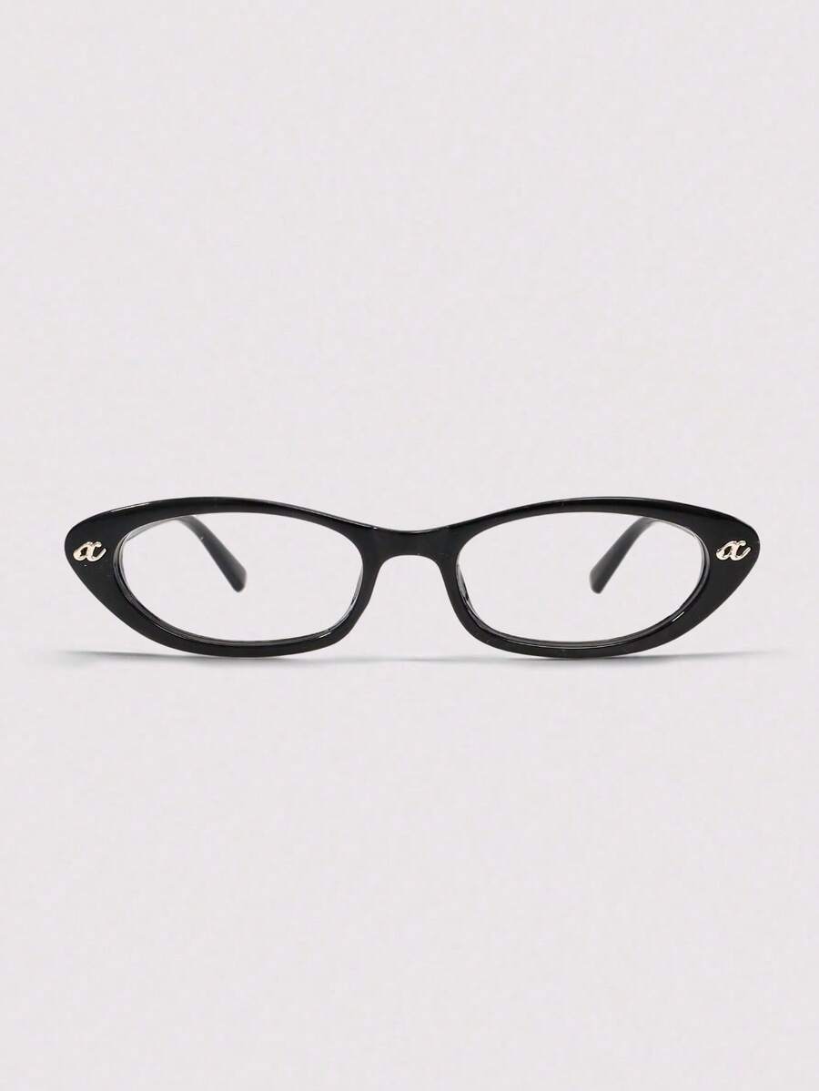 Visivana 1 Pair Oval Cat Eye Fashion Eyeglasses Frame, Transparent Frame, Metal Accessories, Retro Personalized Versatile Unisex Eyeglasses Frame, Suitable For Daily Wear, Street Photography, Reading, Writing, Commuting, Vacation, Beach And Other Occasions