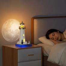 Lámpara de Luna Proyector Luz Nocturna con Control Remoto, Luz Decorativa de Atmósfera de Faro, Lámpara de Luna Proyector de Galaxia Recargable por USB, Regalo de Navidad y Cumpleaños, Regalo Perfecto - 5 diapositivas - Ver 3