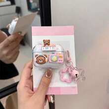 Cute Cartoon Music Ice Cream Bear Style Earphone Protective Case, Compatible With Apple Earphones Anti-Fall Protective Case, Applicable To Bluetooth Apple Earphone Case Anti-Scratch Anti-Fall Protective Case, Cute Earphone Case, Ideal Gift For Friends And Birthday - Musical Bear [Transparent] + Pendant - View 14