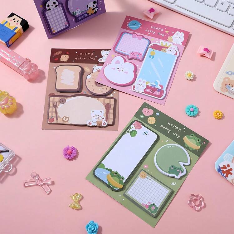 Cute Animal Shaped Sticky Notes, With Animal Patterns, Self-Adhesive Memo Pads, Exquisite And Compact Notebook, Suitable For Office And School Use - Multicolor - View 7