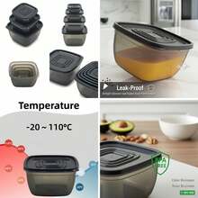 6 Packs Leak-Proof Stackable Food Containers, PP Microwave Dishwasher Freezer Lunch Boxes, Reusable Meal Prep Storage Boxes For School Office Picnic Travel Home Kitchen Accessories, Black & White - Multicolor - View 8