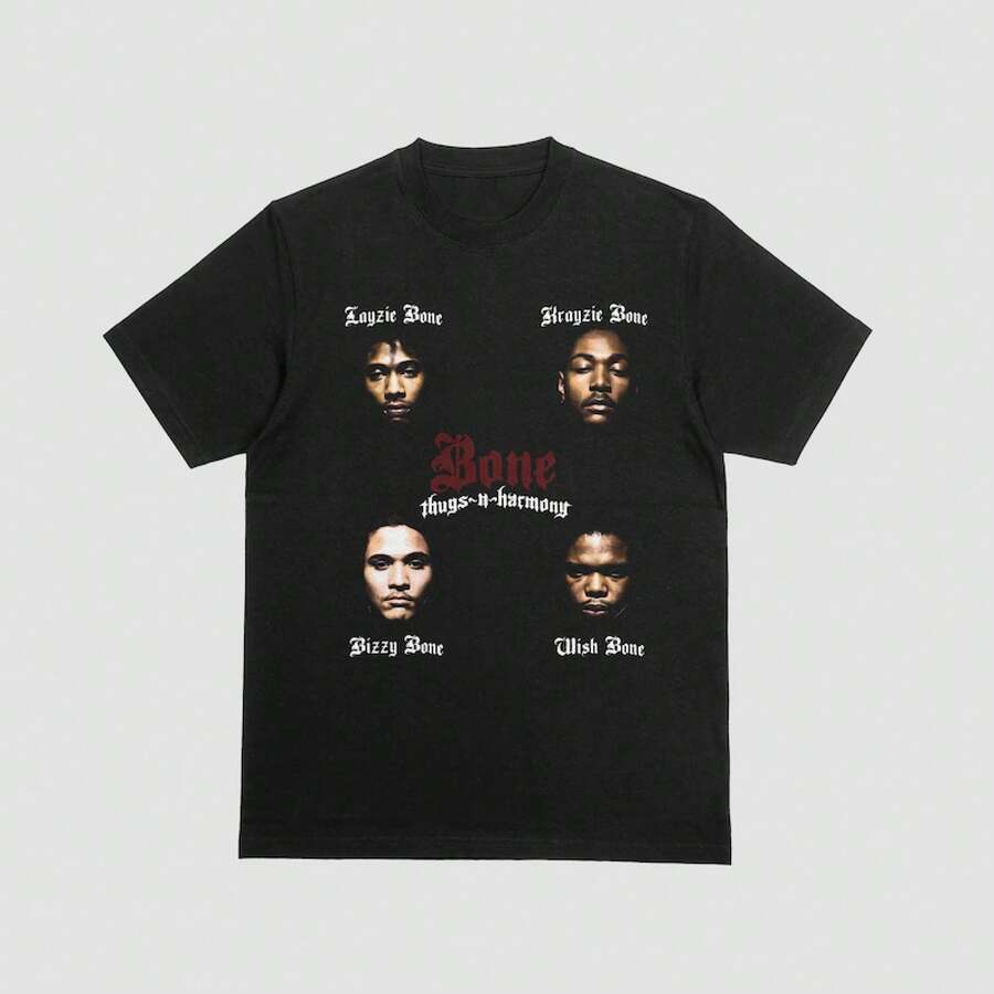 Camiseta de Bone Thugs and Harmony con Ruthless Records en la parte trasera - Negro - Ver 1