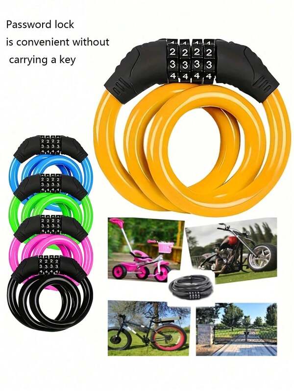 Outdoor Mountainbike einstellbares Passwort buntes Diebstahlsicheres 4-stelliges Stahlkabel Fahrradschloss