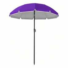 Sombrilla de Playa 160CM UV50+ Parasol Ajustable Inclinable con Bolsa de Transporte Resistente al Viento para Playa Camping Jardín Pesca - Morado - Ver 1