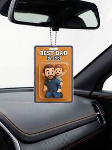 1/3/5PCS Personalized Dad Acrylic Car Hanger, Custom Photo & Text UV Acrylic Car Ornament, Customizable Father-Child Cartoon Style Car Pendant, Thoughtful Father's Day Gift From Kids, Endless Love Keepsake, Car Rearview Mirror Decor, Gift For New Dads, Stepdads, Grandpas, Ideal Birthday & Father's DayPresent - Normal - View 4