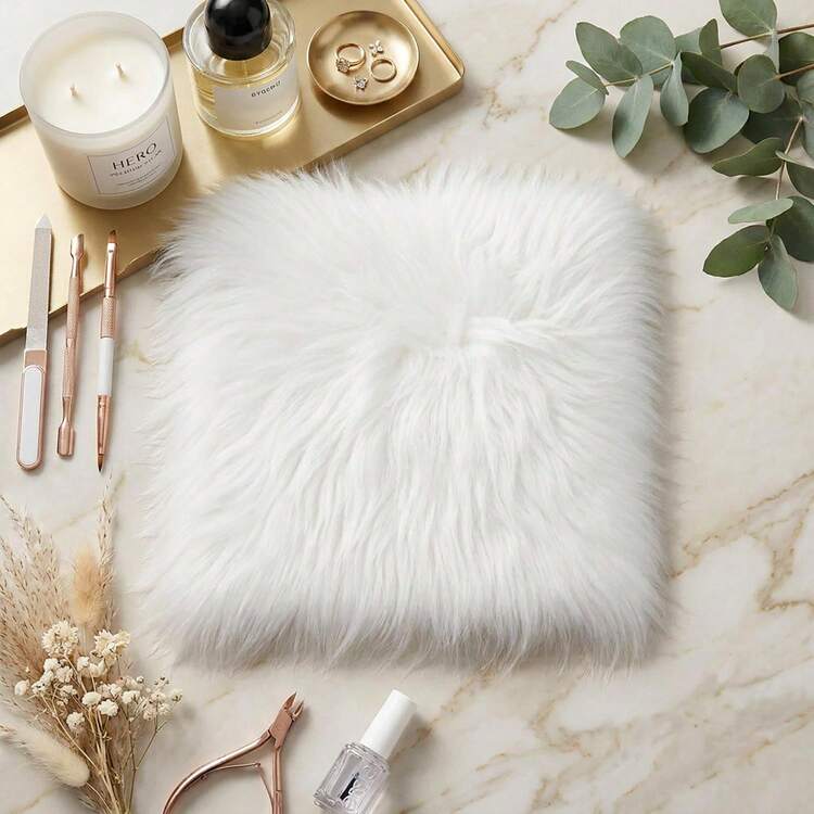 Novadecora Luxury High Pile Plush Mats For Photos, Manicures, Nails And Shelves 30x30 - 白色 - 查看 1