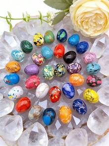 5/10/15/20/30/50/100pcs Natural Polished Gemstone Eggs, Large Polished Mineral Stone Eggs, Palm Chakra Eggs For Anxiety Relief, Chakra Balancing, Easter Decoration, Holiday Gift, Random Color - Natural Mineral Eggs - View 3