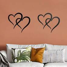 2pcs Metal Heart-Shaped Wall Decor - Pink, Gold, Black, Infinity Love Symbol Wall Art, Symbol Of Love, Living Room Bedroom Wall Decoration, Wedding, Engagement, Anniversary, Valentine's Day, Mother's Day Gift, Her Gift, Sculpture Wall Hanging - Multicolor - View 2