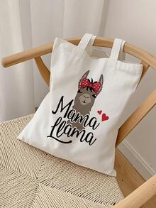 Mama Llama Tote Bag & Wallet Set, Cute White Alpaca Print Mother & Baby Bag, New Mom Hospital Delivery Diaper Bag Gift, Matching Mother & Child Handbag, Practical Mother's Gift Set School Supplies - Multicolor - View 3